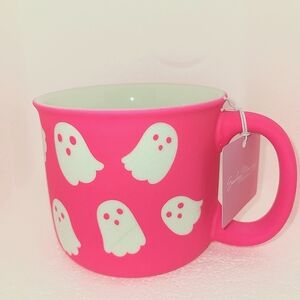 Sunday morning bright hot pink ghost mug